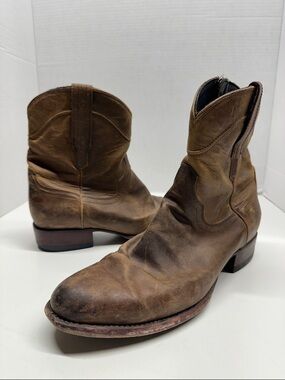 Tecovas The Dean Boots Goat Leather Boot Side Zip Western Brown Men's Size 10.5